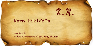 Kern Miklós névjegykártya